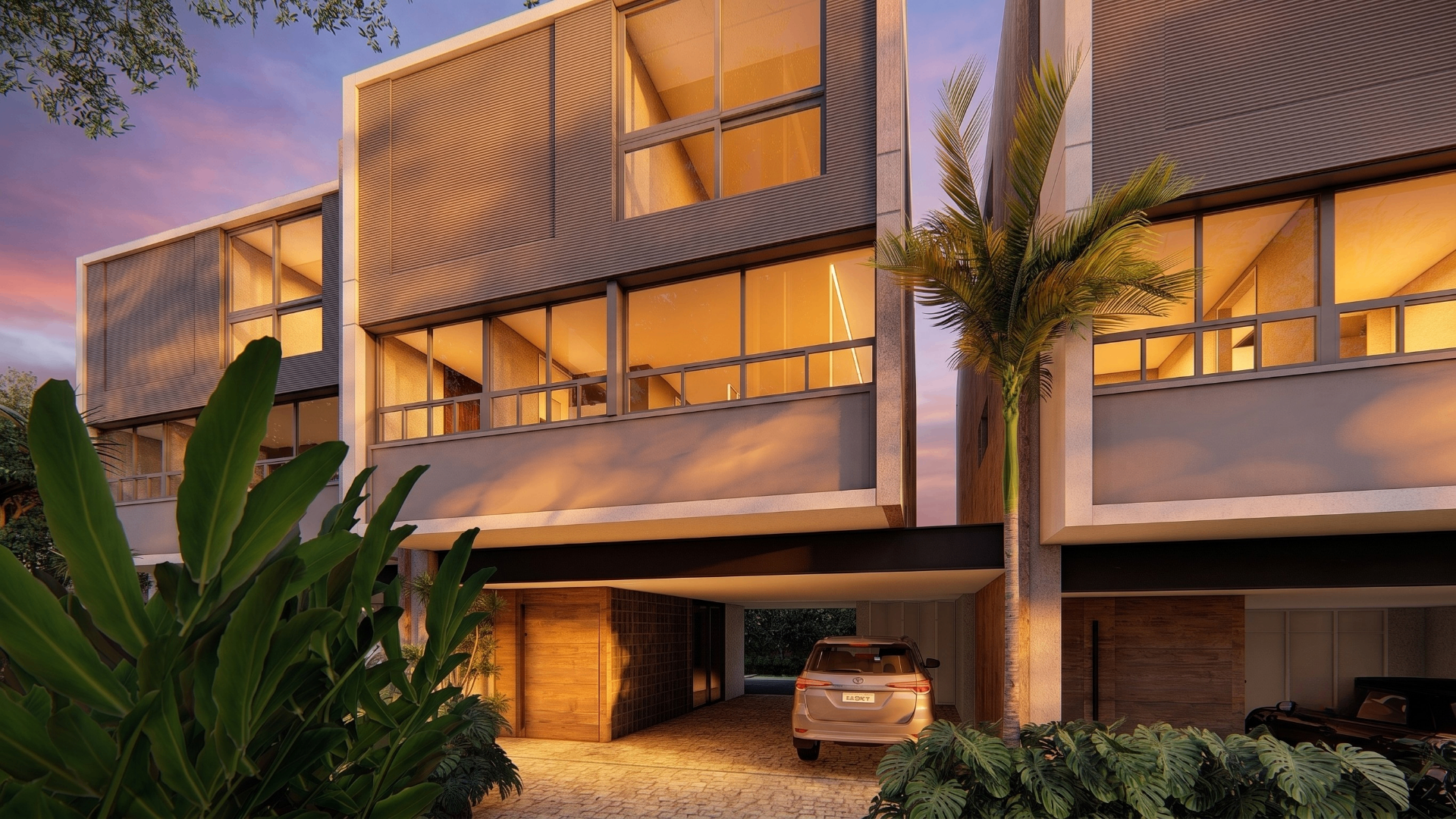 Fachada com garagem